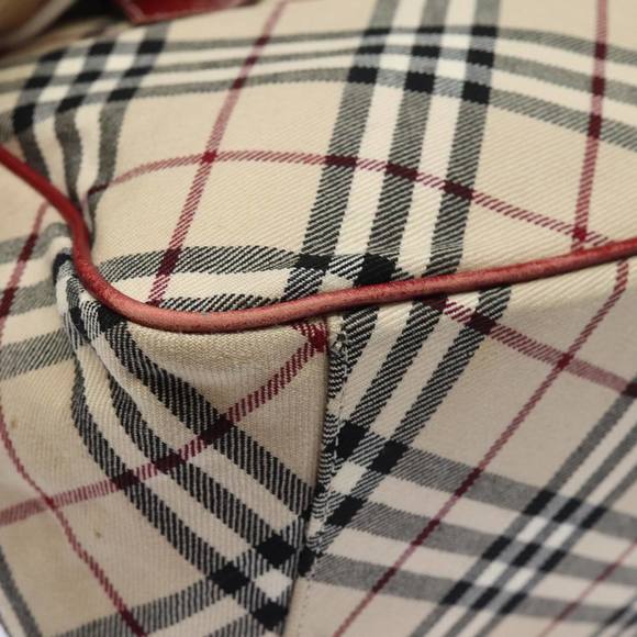 BURBERRY Nova Check Blue Label Hand Bag Canvas Beige Red Auth yk13174 - Picture 16 of 16